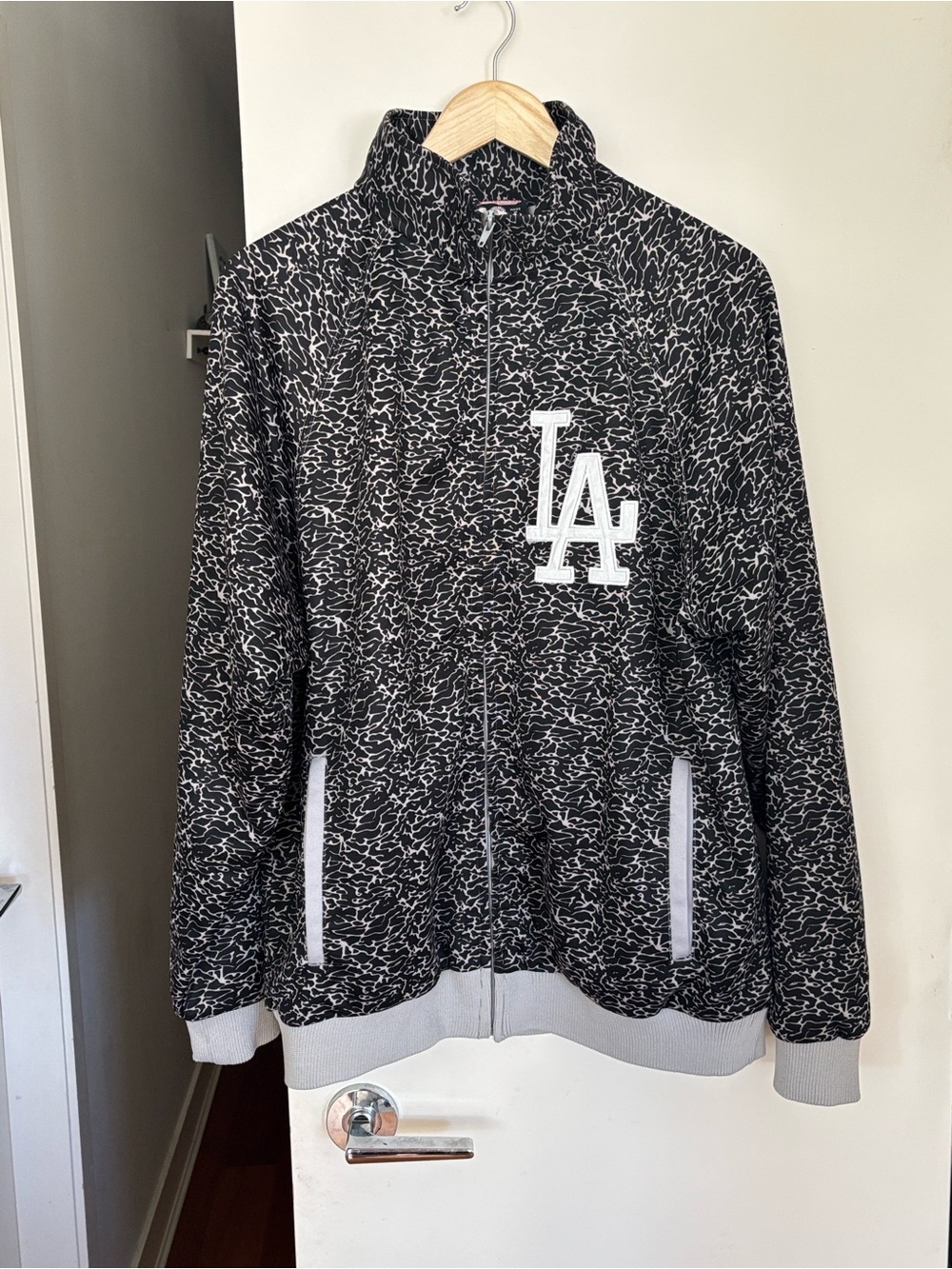 Stitches Black & White LA Logo Varsity Jacket